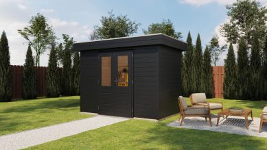 Lugarde Select Prima Eindhoven tuinhuis 300x180 cm 28 mm vuren zwartgrijs gebeitst