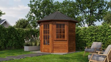 Lugarde Select Prima Zaandam tuinhuis Ø250 cm 28 mm vuren bruin geolied