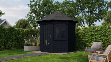 Lugarde Select Prima Zaandam tuinhuis Ø250 cm 28 mm vuren zwart geolied