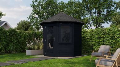 Lugarde Select Prima Venlo tuinhuis Ø250 cm 28 mm vuren zwart geolied