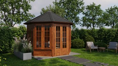 Lugarde Select Prima Drachten tuinhuis Ø300 cm 28 mm vuren bruin geolied