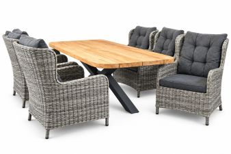 SenS-Line Puerto tuinset 6 wicker stoelen met teakhouten tafel - Showmodel Hoofddorp