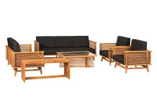 Teak loungeset Riverside met antraciet kussens