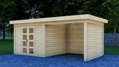 Prime Line blokhut 300x300 cm + luifel 300 cm + achterwand en zijwand