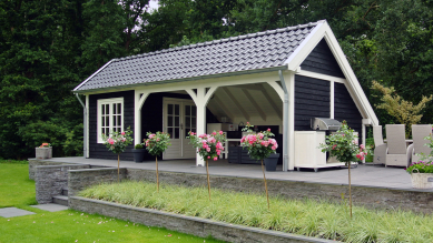 Trendhout De Hoeve XL kapschuur 926x440 cm Lariks/Douglas blank - Totaalpakket