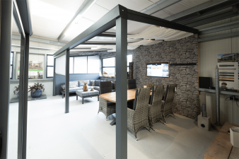 Profiline veranda 600x300 cm - Opaal polycarbonaat dak -  Antraciet structuur - Inclusief zijwand, spotset en zonnedoekpakket - Velp