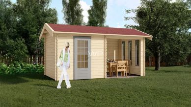 Woodpro Heijen Tuinhuis 250x250 cm + overkapping 250 cm 28 mm vuren blank