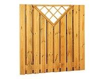Plankenscherm grenen 180x180 cm - groen geïmpregneerd - recht verticaal met trellis driehoek