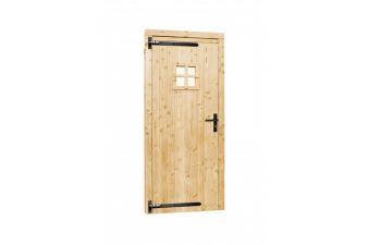 Vuren enkele 1-ruits deur inclusief kozijn - 90x201 cm - linksdraaiend