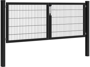 Hillfence metalen dubbele poort Premium-line inclusief slot, 300 x 100 cm, zwart