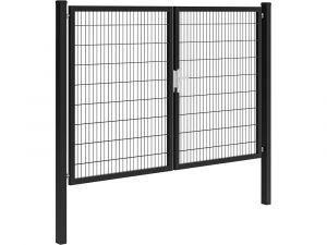 Hillfence metalen dubbele poort Premium-line inclusief slot, 300 x 180 cm, zwart