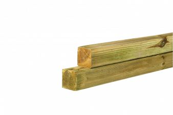 Grenen geschaafde paal 6,8 x 6,8 x 400 cm, zonder diamantkop, groen geïmpregneerd