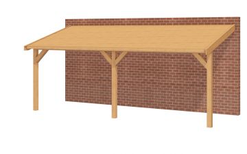 Aanbouw veranda Oblique schuin dak - 700 x 300 cm - Dakbeplanking