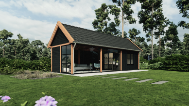 Trendhout Zadeldak XL Buitenverblijf  530x380 cm Douglashout blank