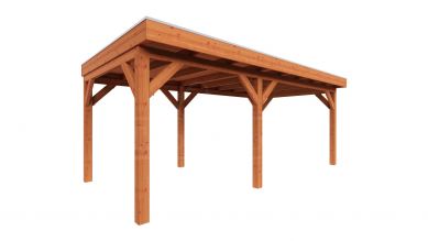 Trendhout plat dak traditioneel overkapping 615x335x260 cm geschaafd Douglashout - zaag- en bouwpakket