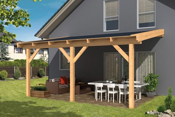 Veranda ongeschaafd lariks 400x300 cm - Bouwpakket