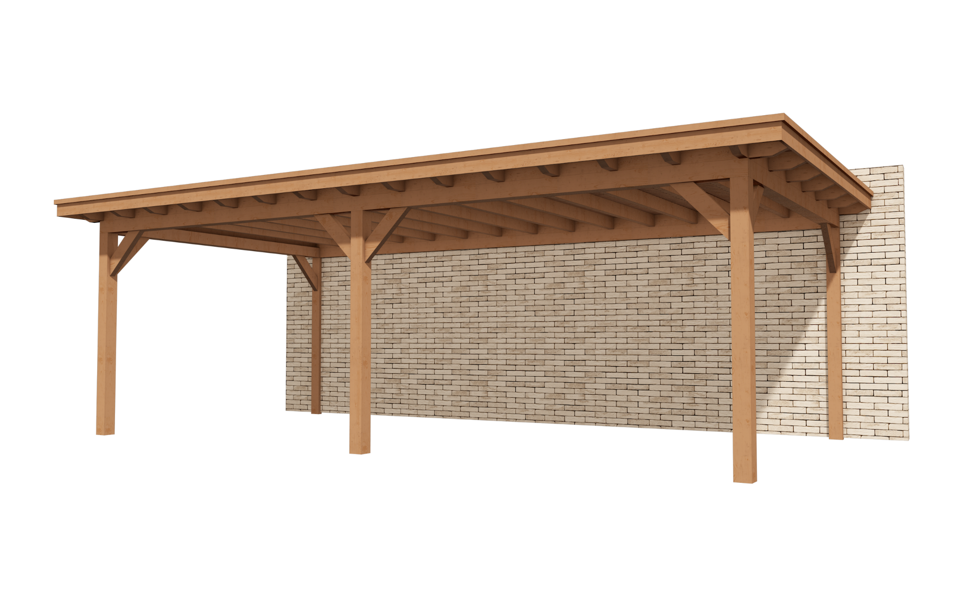 Houten overkapping Elegante 400x350 cm - Aanbouw afbeelding