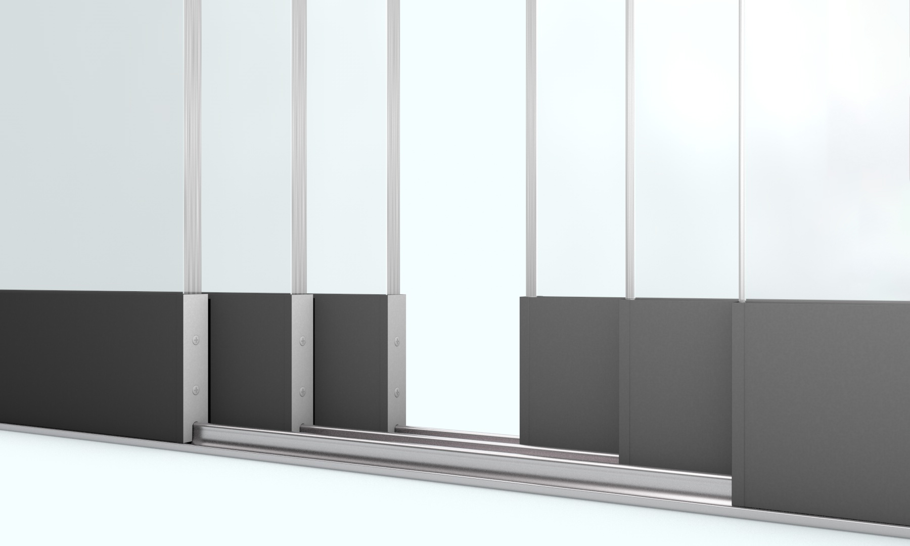 Glasschuifsysteem Comfort Plus R6 (3-spoor 90 cm) Breedte tot 532 cm Hoogte 200/230 cm - met middensluiting afbeelding