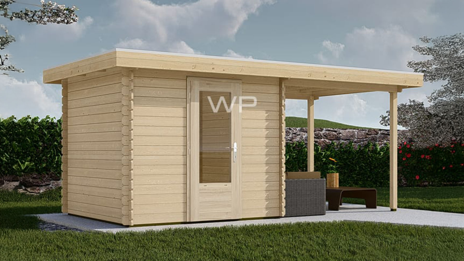 Woodpro Haarlem Tuinhuis 500x250 cm 28 mm vuren blank- Plat dak- Onbehandeld vurenhout- Woodpro afbeelding