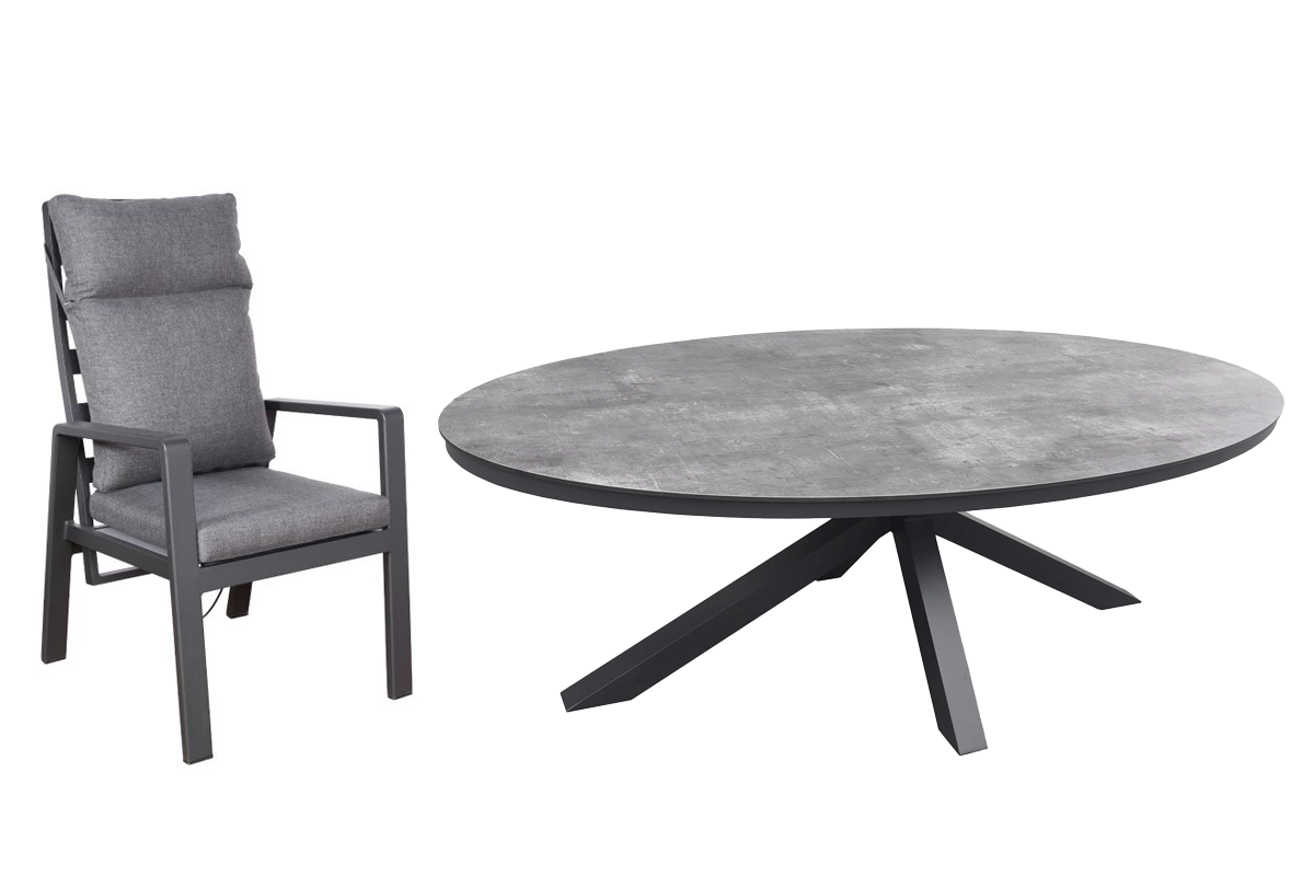 Tuinset Harmonia - Ovale tafel met 6 verstelbare stoelen afbeelding