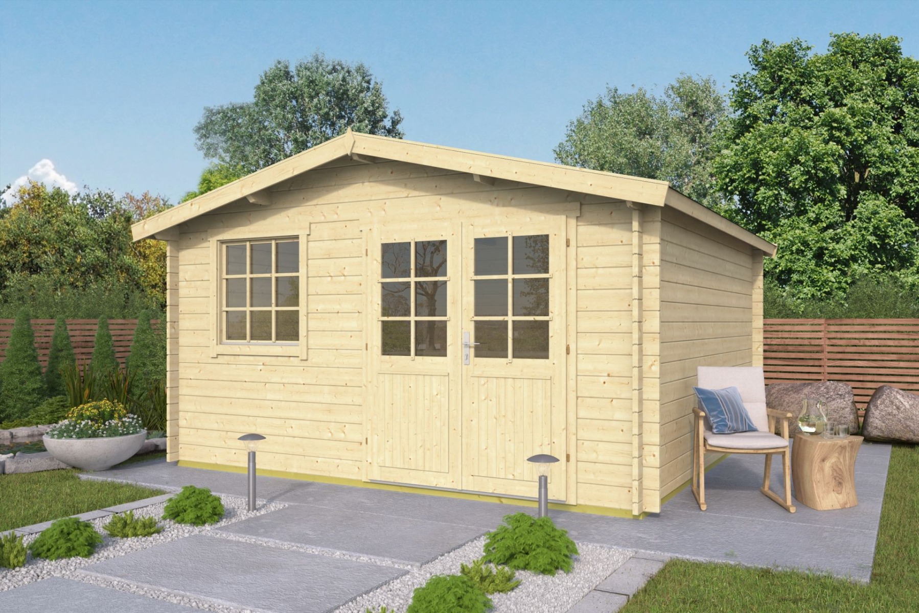 Blokhut Hugin | 34 mm | onbehandeld | 416x416 cm afbeelding