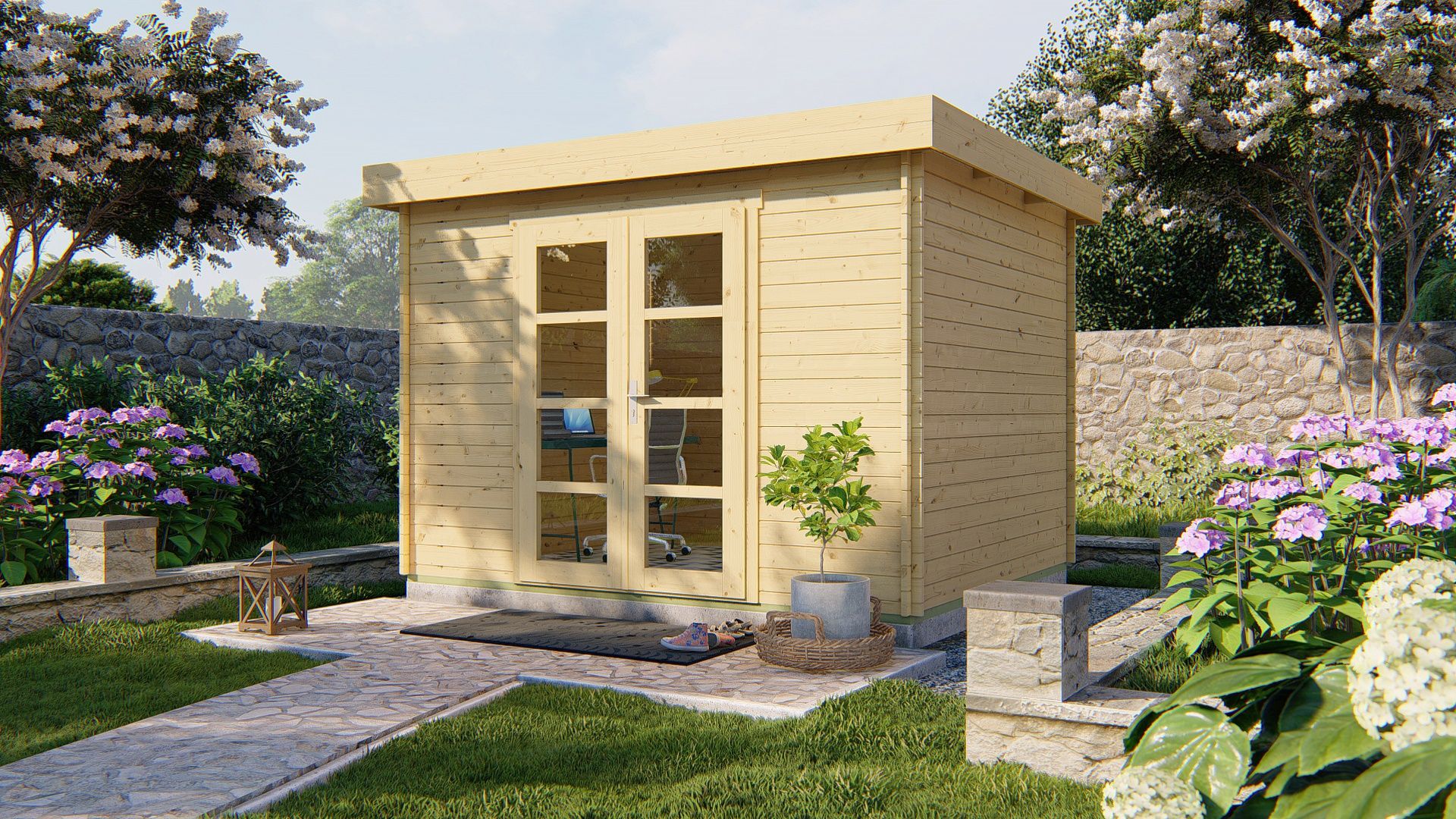 Blokhut Hypermodern 320x260 cm - Grijs geïmpregneerd afbeelding