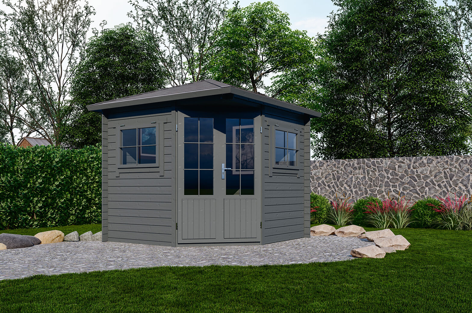 Blokhut 2555 250x250 cm - exterieur gecoat afbeelding