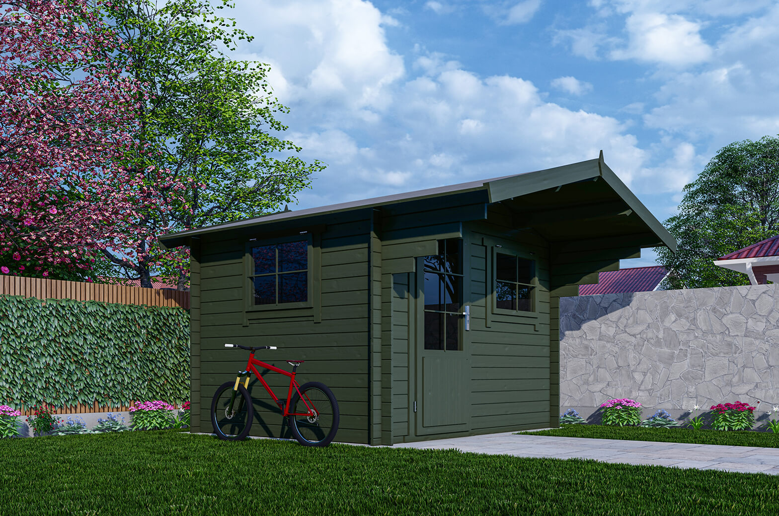 Blokhut 3026 300x250 cm - exterieur gecoat afbeelding