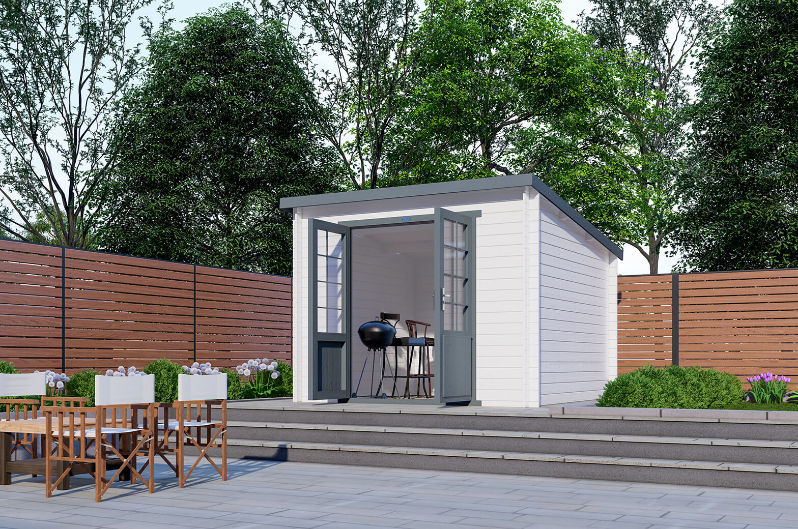 Blokhut 3030L 300x300 cm - exterieur gecoat afbeelding