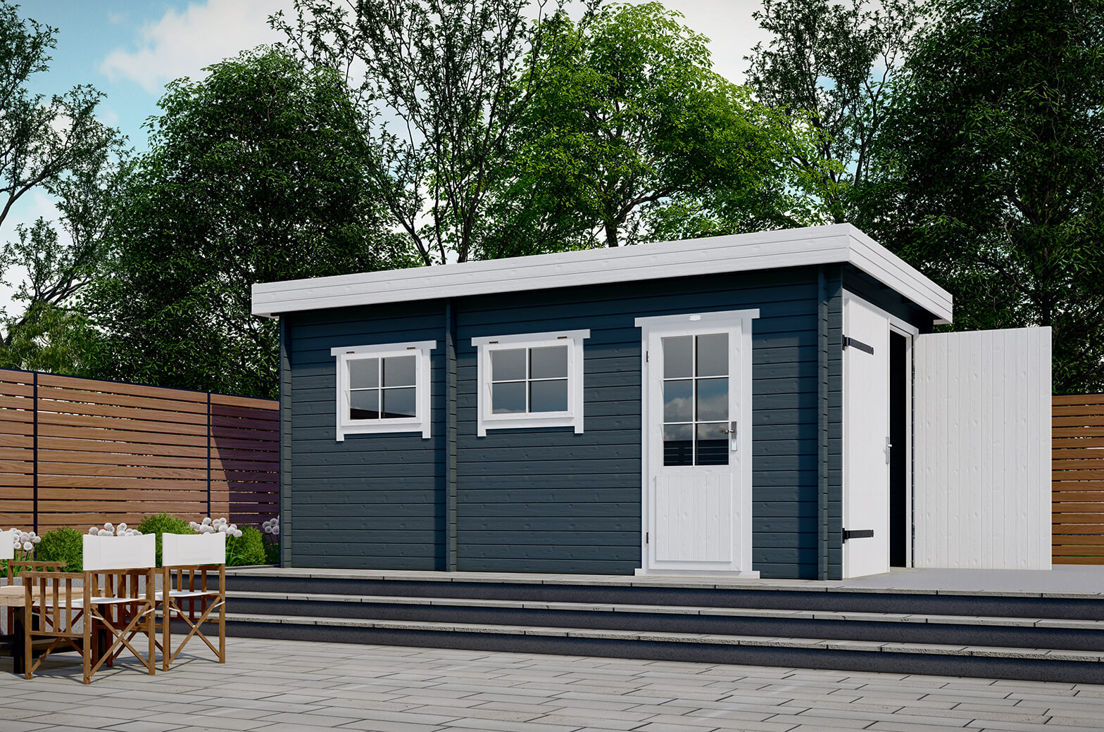 Interflex Garage 3352 330x520 cm - Gecoat plat dak afbeelding
