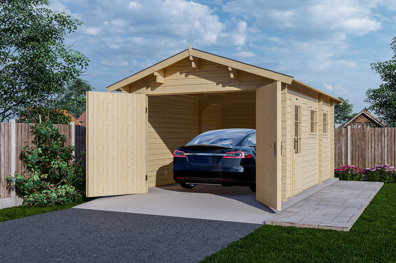 Garage 3755 S 375x550 cm - zadeldak - geïmpregneerd afbeelding