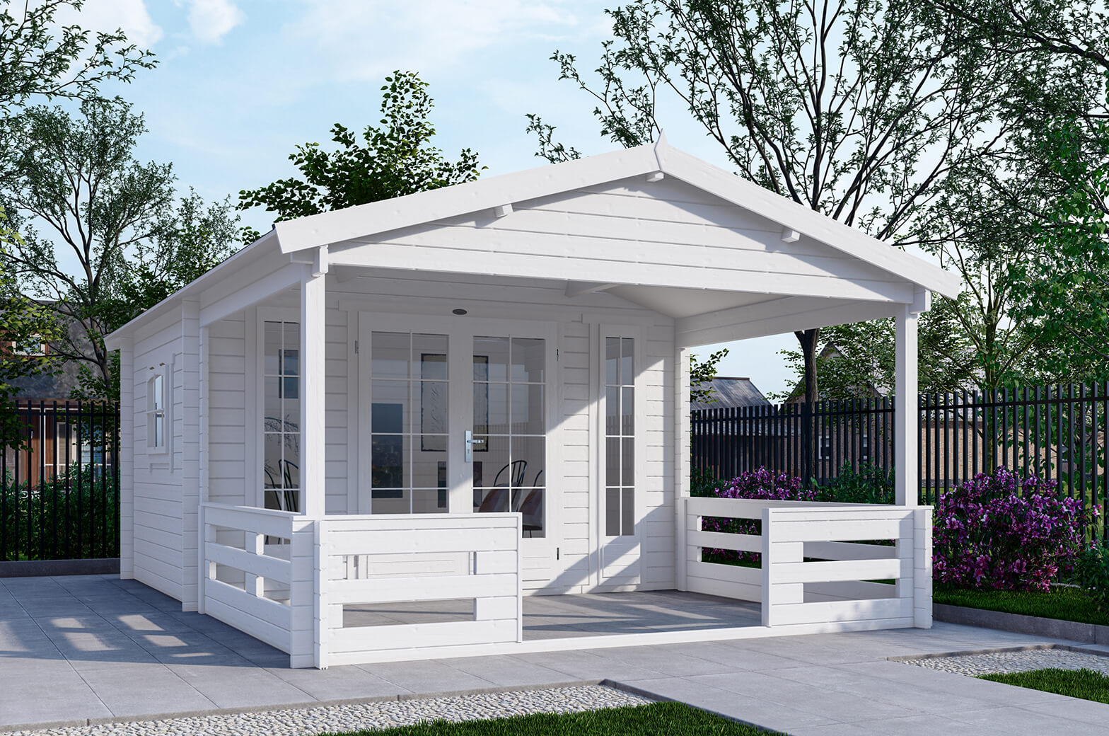 Blokhut 3830L 380x300 cm + voorluifel 280 cm - gecoat afbeelding