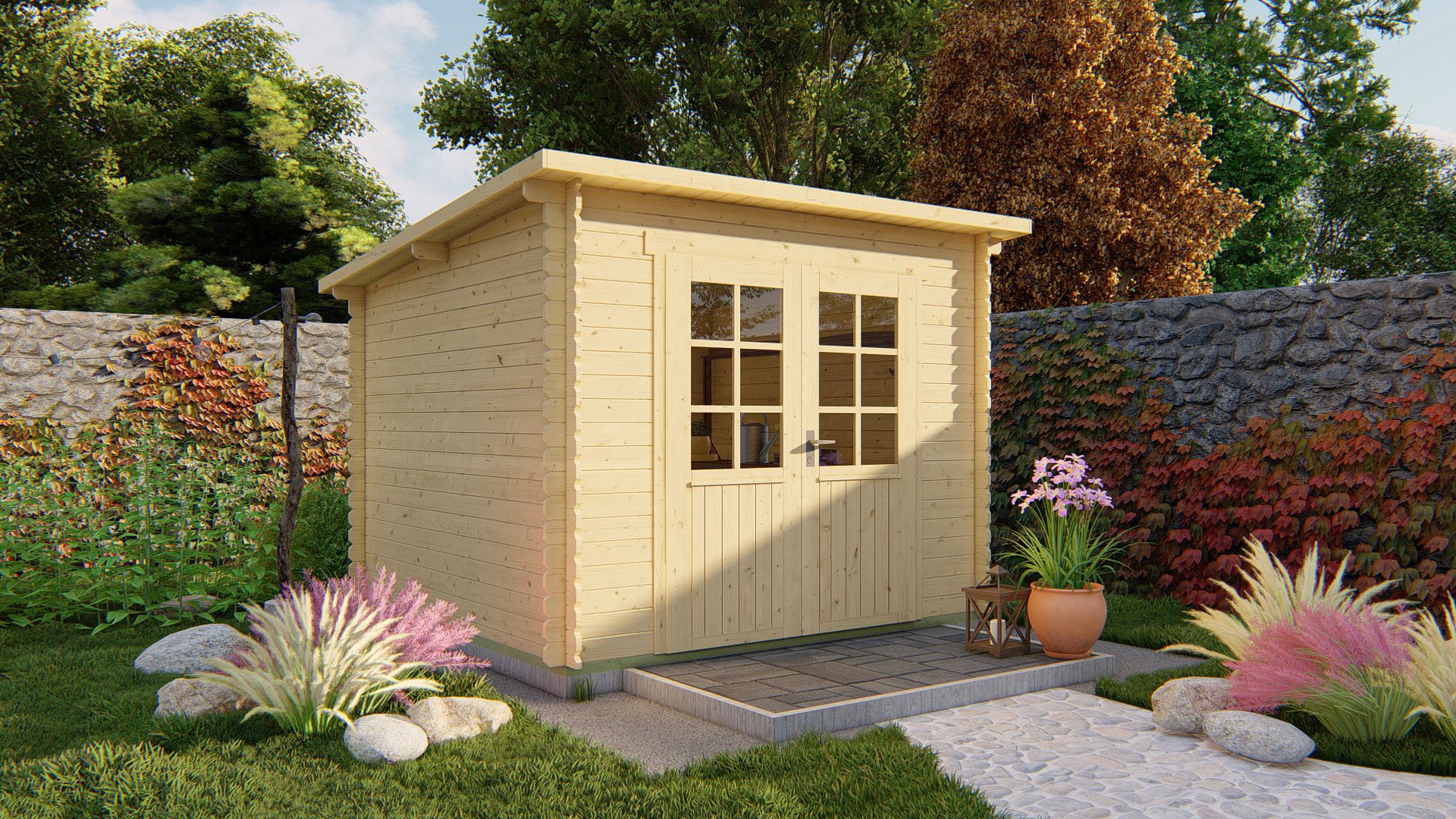 Blokhut Jörgen 290x290 cm - Red class wood geïmpregneerd afbeelding