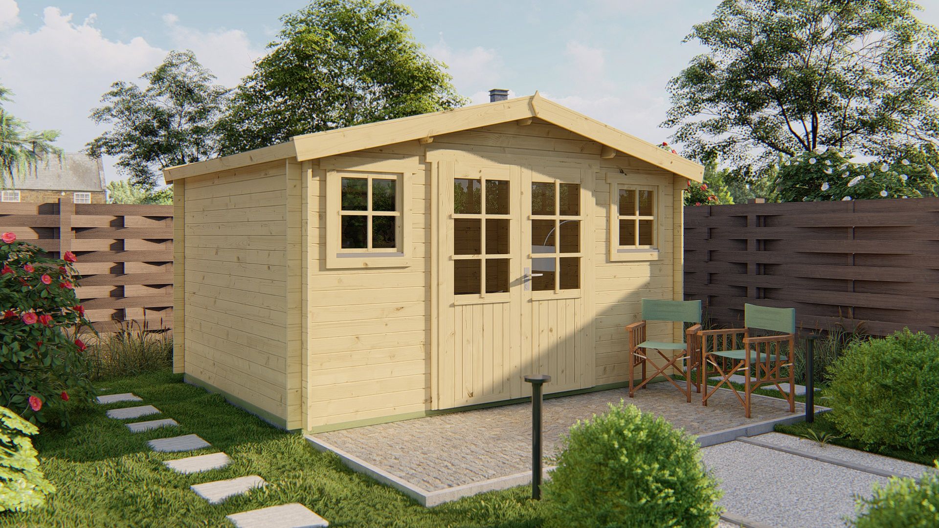 Blokhut Juha 400x300 cm - Red class wood geïmpregneerd afbeelding