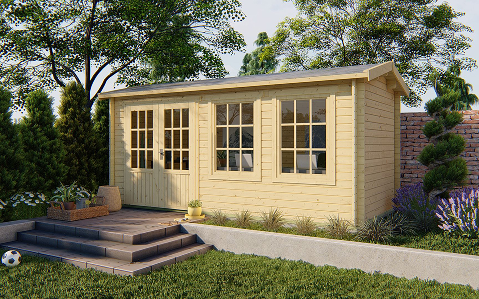 Blokhut Justine 500x250 cm - Red class wood geïmpregneerd afbeelding