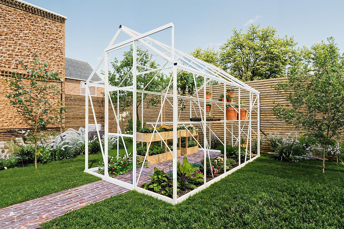 Royal Well Kate III aluminium tuinkas 192x314 cm wit- - Veiligheidsglas- Royal Well afbeelding