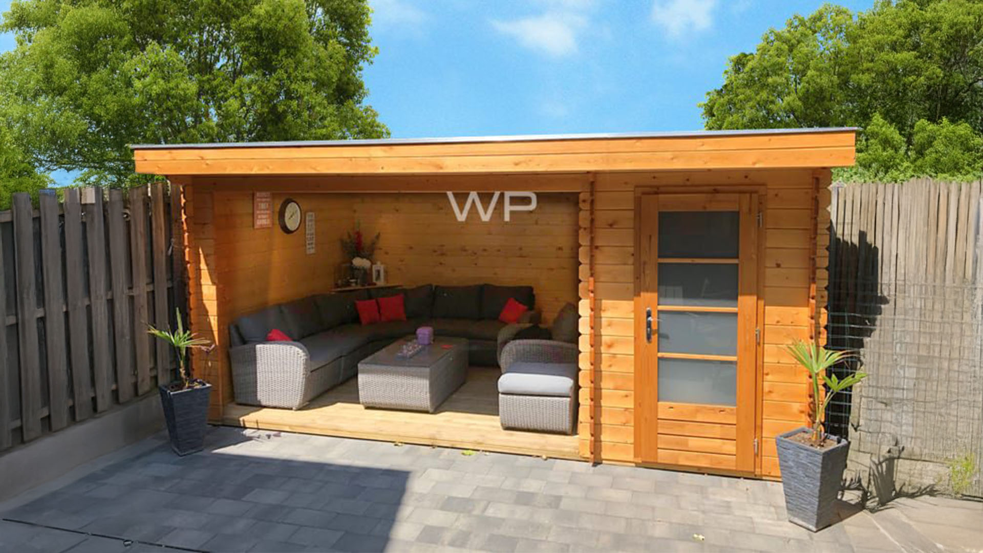 Woodpro Koks Tuinhuis 500x300 cm 28 mm vuren blank- Plat dak- Onbehandeld vurenhout- Woodpro afbeelding
