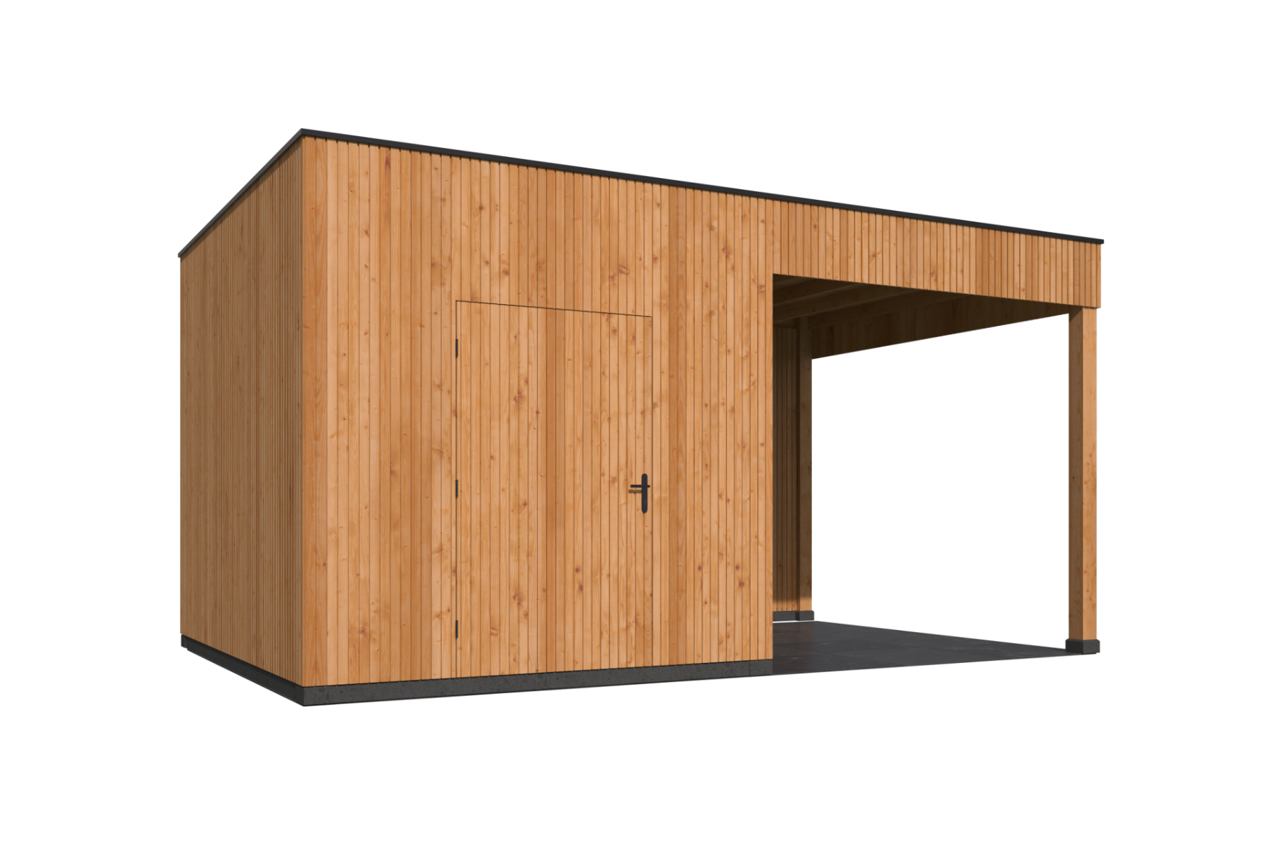 KubeLine tuinhuis 280x380 cm + overkapping 310 cm Douglas blank
