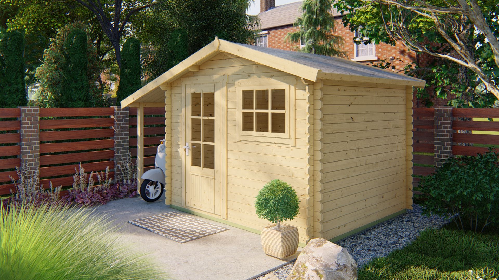 Blokhut Lars 300x260 cm + zijluifel 120 cm afbeelding