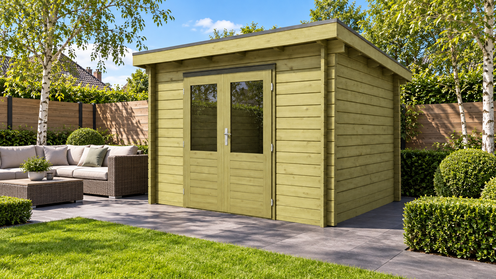 Classicline Blokhut Gelderland 300x250 cm vuren groen geïmpregneerd