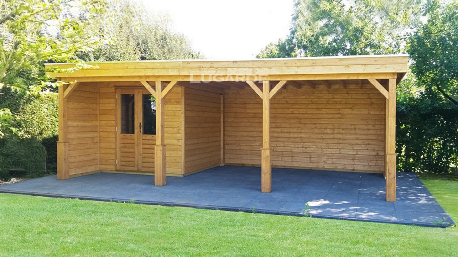 Lugarde PR45 Tuinhuis 720x360 cm 44 mm vurenhout blank- Plat dak- Hout- Lugarde afbeelding