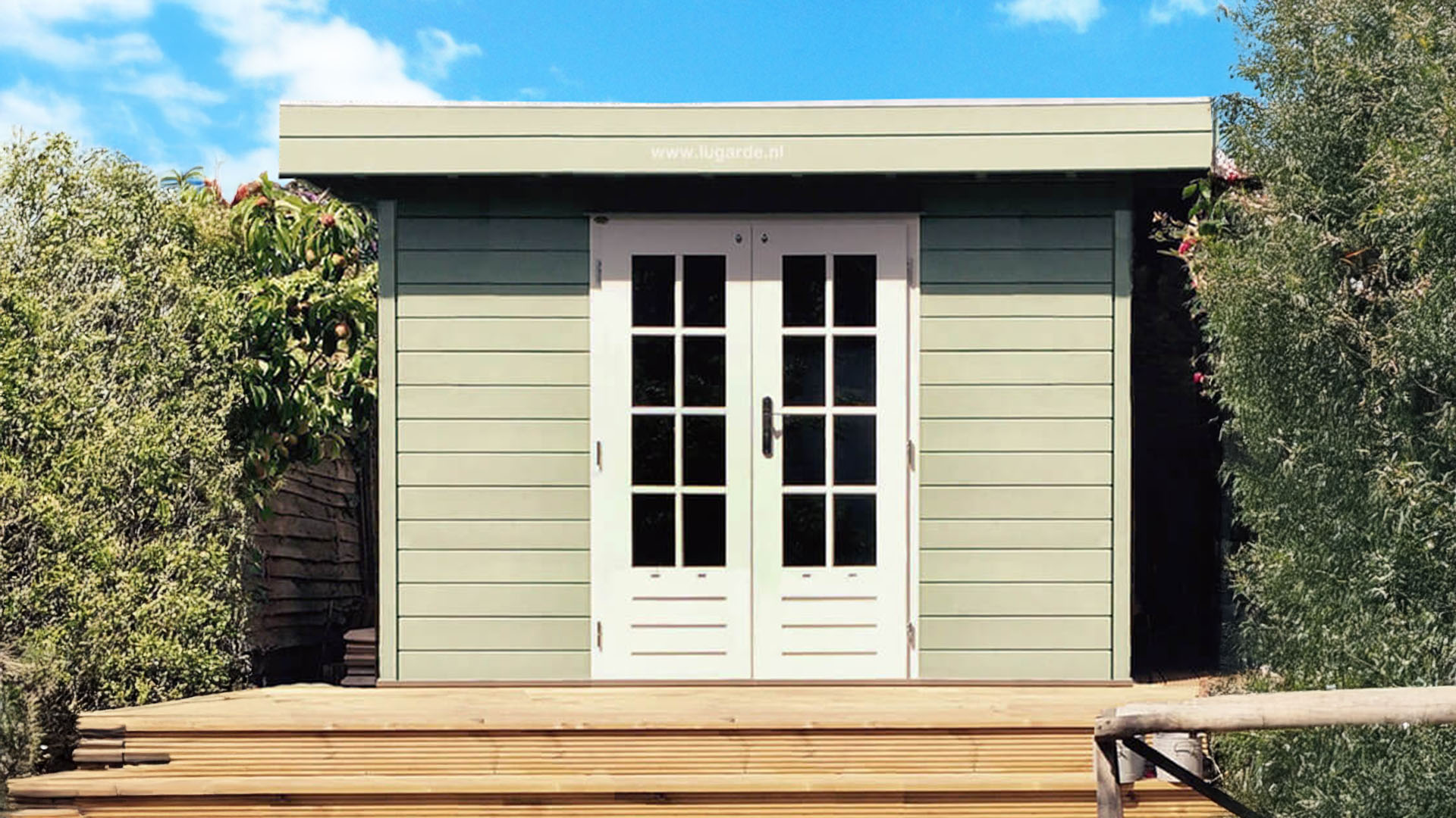 Lugarde TP39o Tuinhuis 360x300 cm 44 mm vurenhout blank- Plat dak- Hout- Lugarde afbeelding