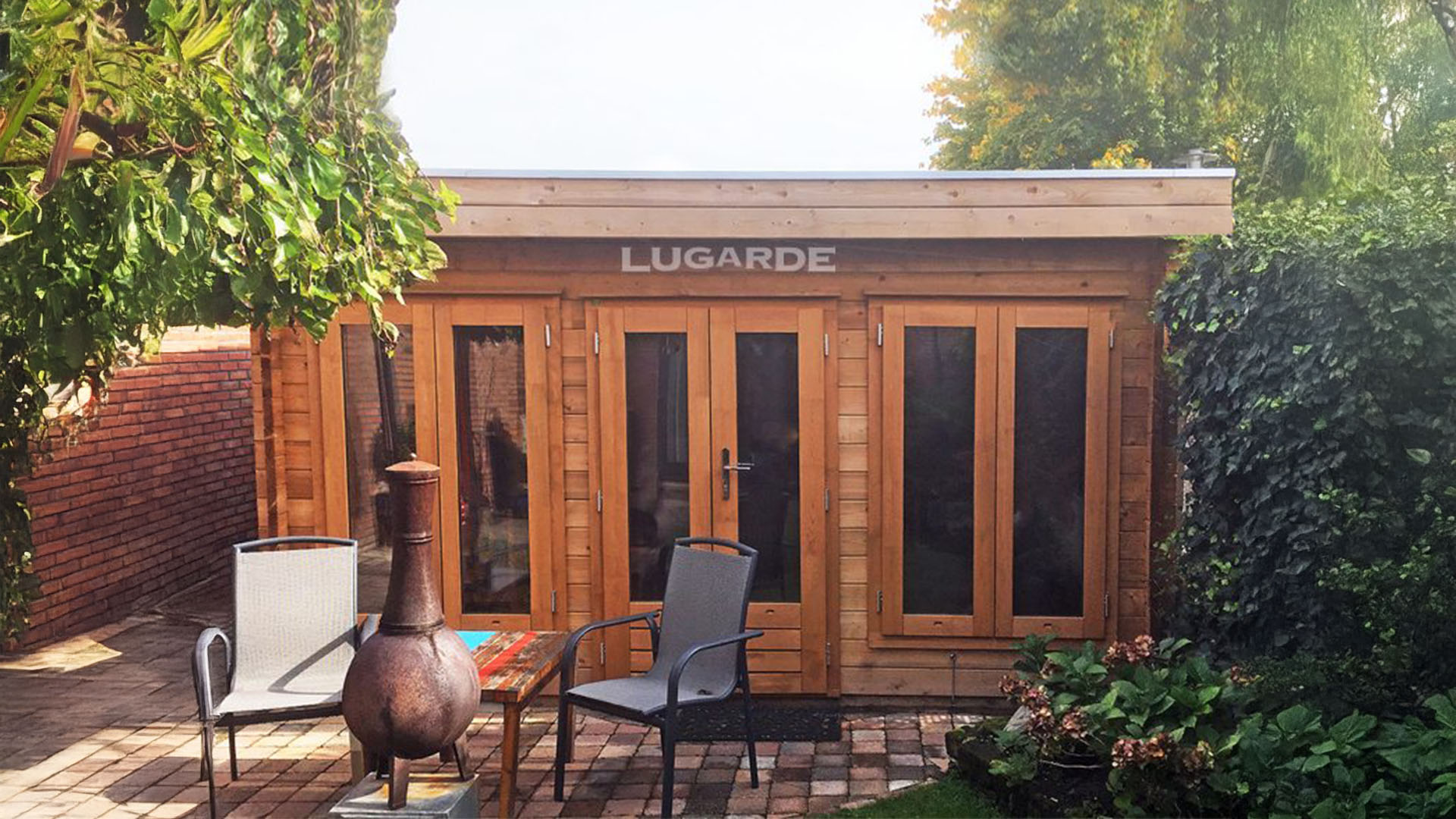 Lugarde B63 Blokhut 400x300 cm 44 mm vurenhout blank- Plat dak- Hout- Lugarde afbeelding