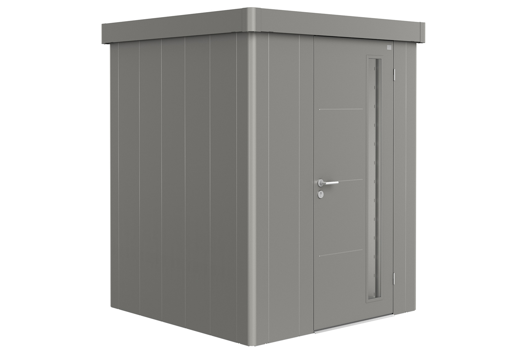 Biohort Metalen tuinhuis Neo - Enkele deur - Kwartsgrijs - 1A (180x180 cm) afbeelding