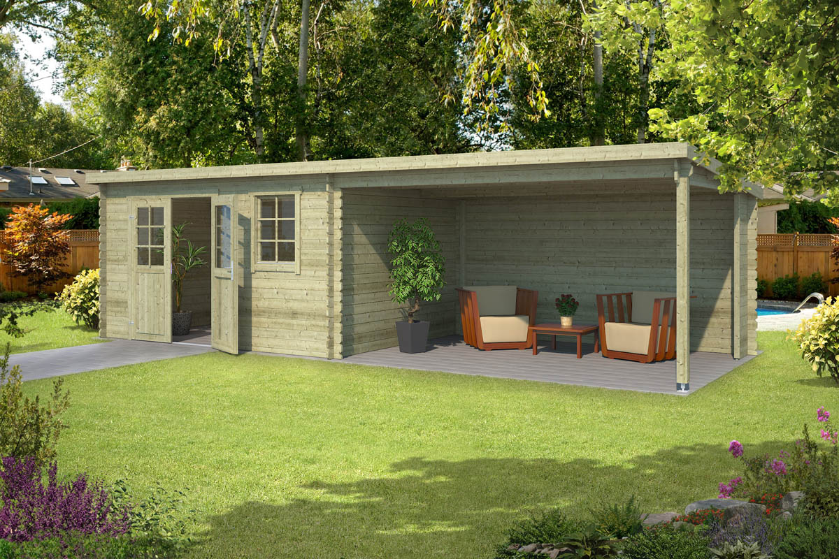 Blokhut Aida 780x295 cm - Groen geïmpregneerd afbeelding