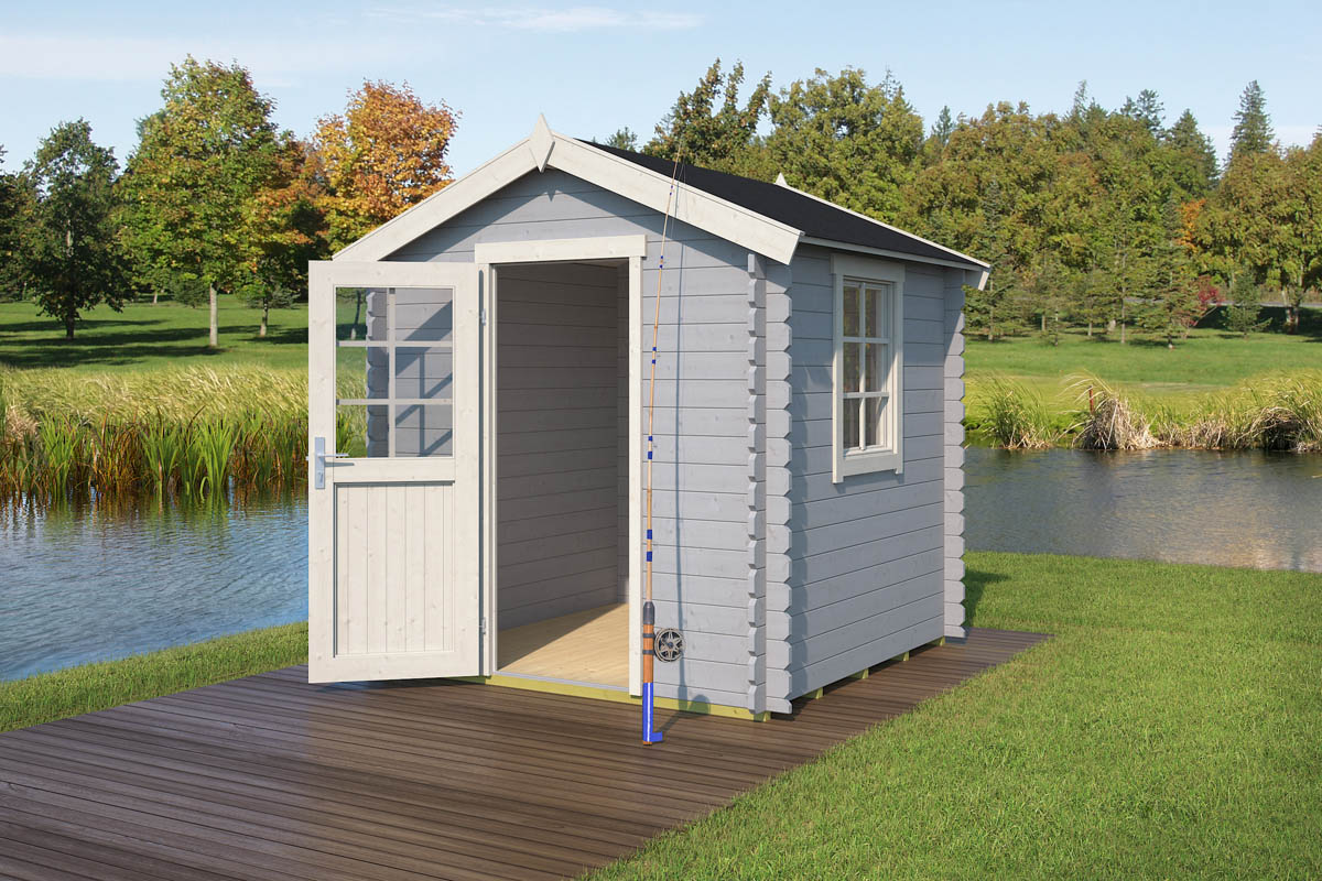 Blokhut Wels 220x220 cm - Platinum Grey-Wit gecoat afbeelding