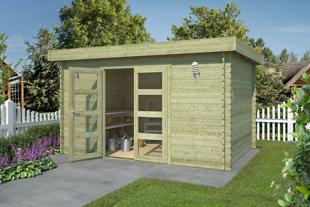 Blokhut Mikkel 400x295 cm - Groen geïmpregneerd afbeelding