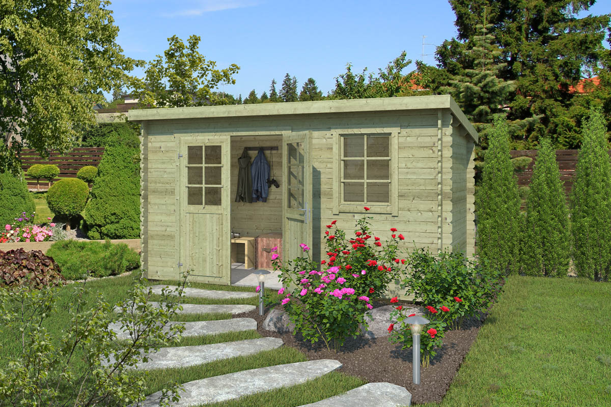 Blokhut Amira 400x195 cm - Groen geïmpregneerd afbeelding