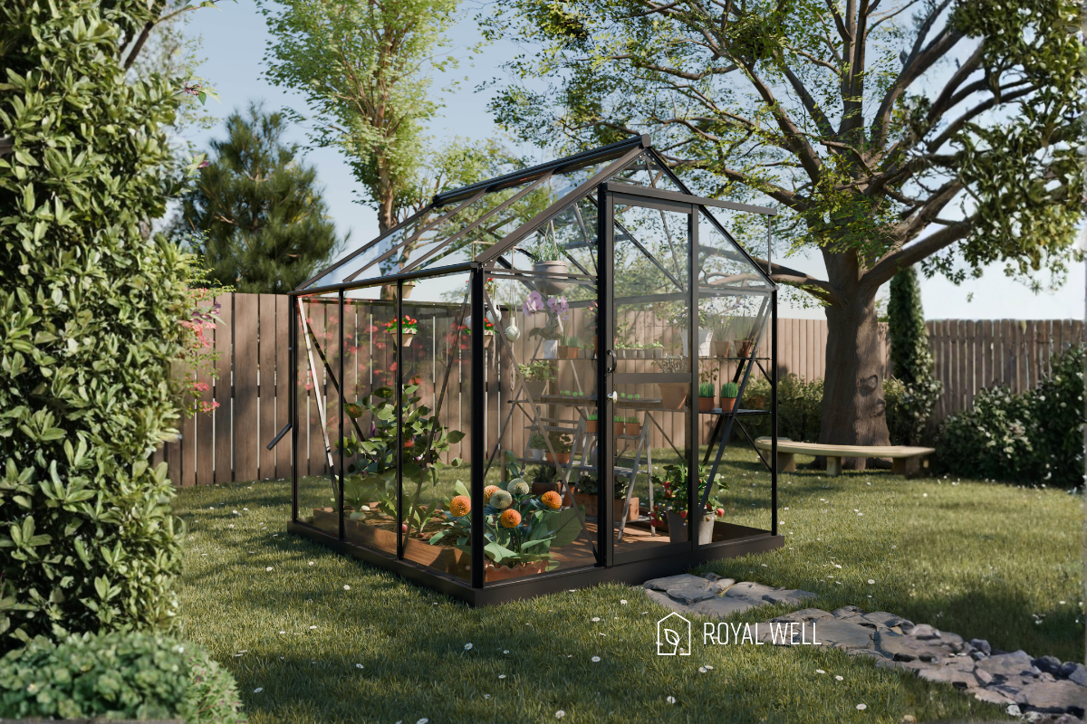 Royal Well Mary I aluminium tuinkas 212x222 cm zwart afbeelding 1