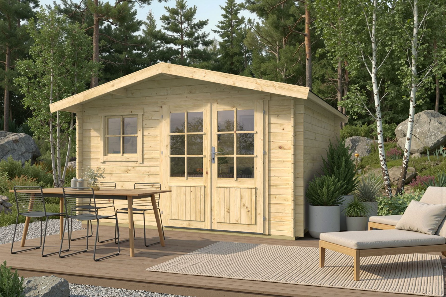 Tuindeco Otto Blokhut 360x360 cm 28 mm vuren blank